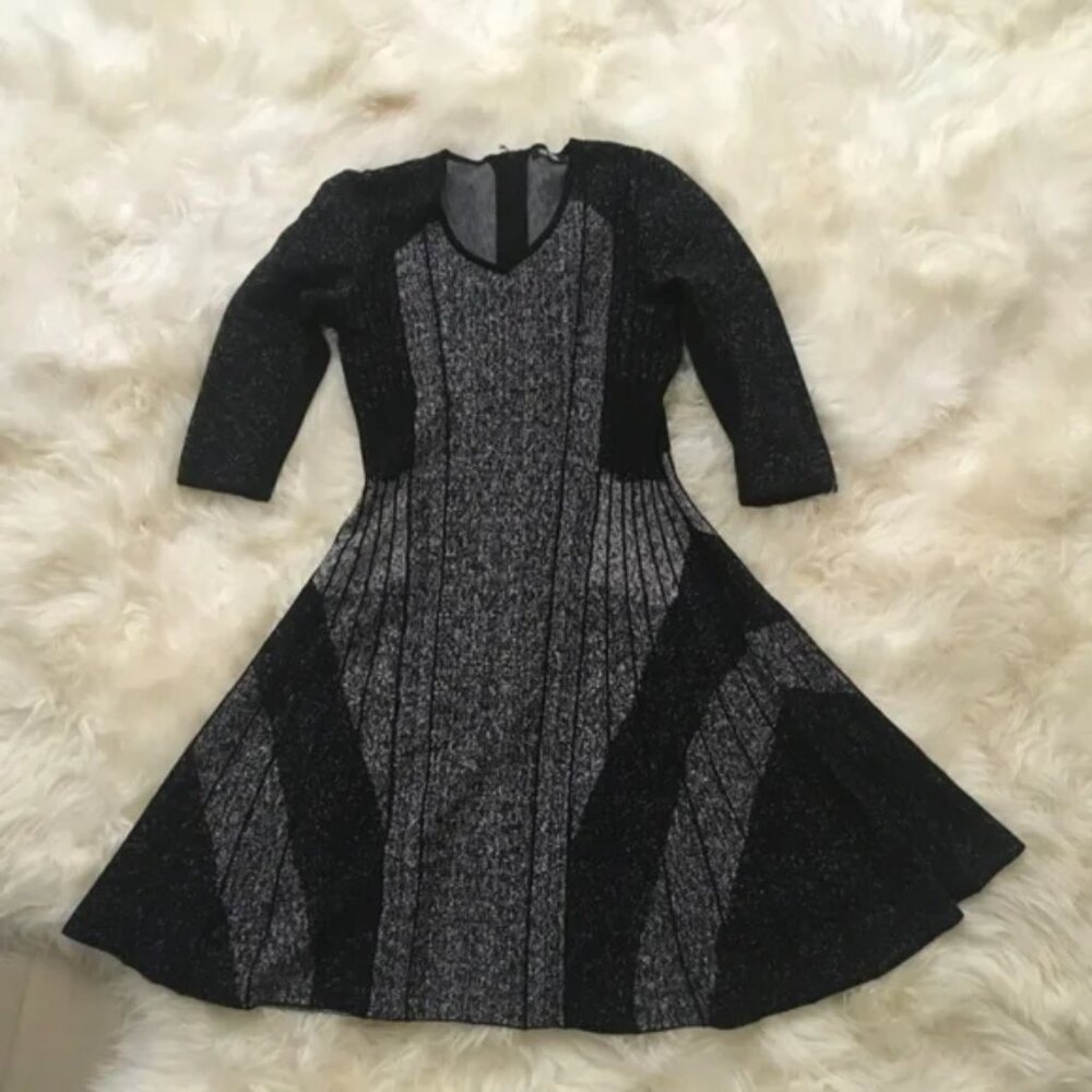 Nic + Zoe Fit & Flare Black and Grey Knit Petite Dress - Picture 4 of 8